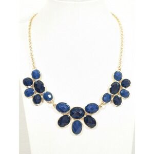 Charming Charlie Shades of Blue Cabochon Statement Necklace Gold Tone 21 inch